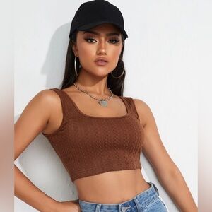 Brown Cord Sweater Patterned Tank